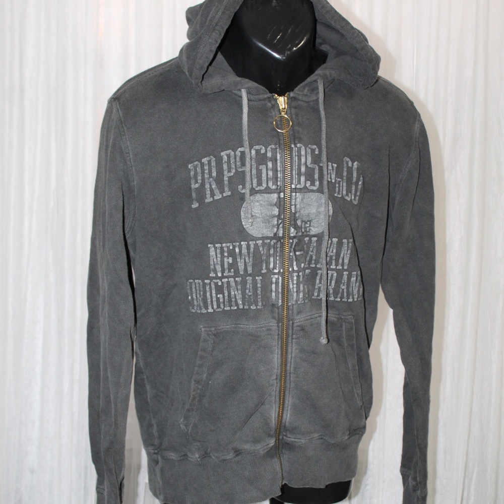 PRPS Goods & Co Charcoal Gray Zip Hoodie. Sz. L
